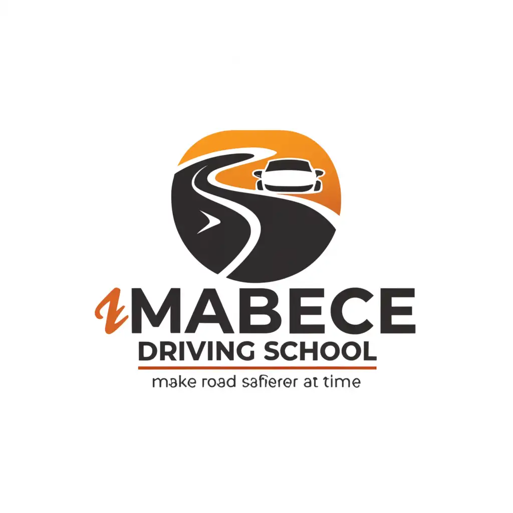 a logo design,with the text "Mabece Driving School", main symbol:Making roads safer 1 driver at a time,Minimalistic,be used in Travel industry,clear background