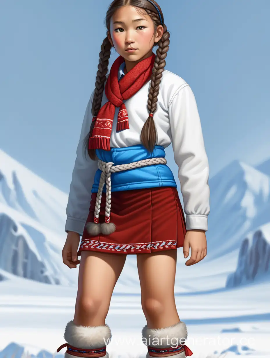 Chukchi-Girl-in-Traditional-Attire-with-Braids