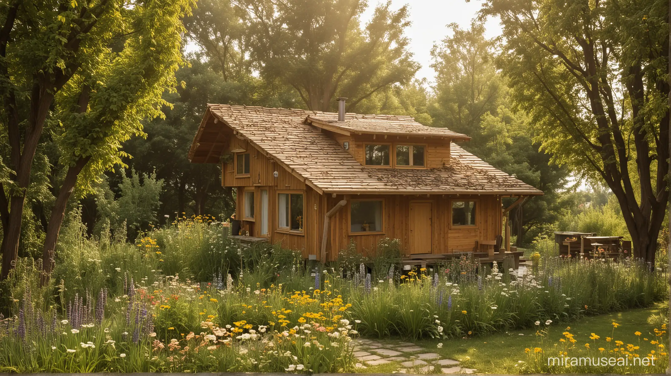 a house for a beekeeper with a garden 