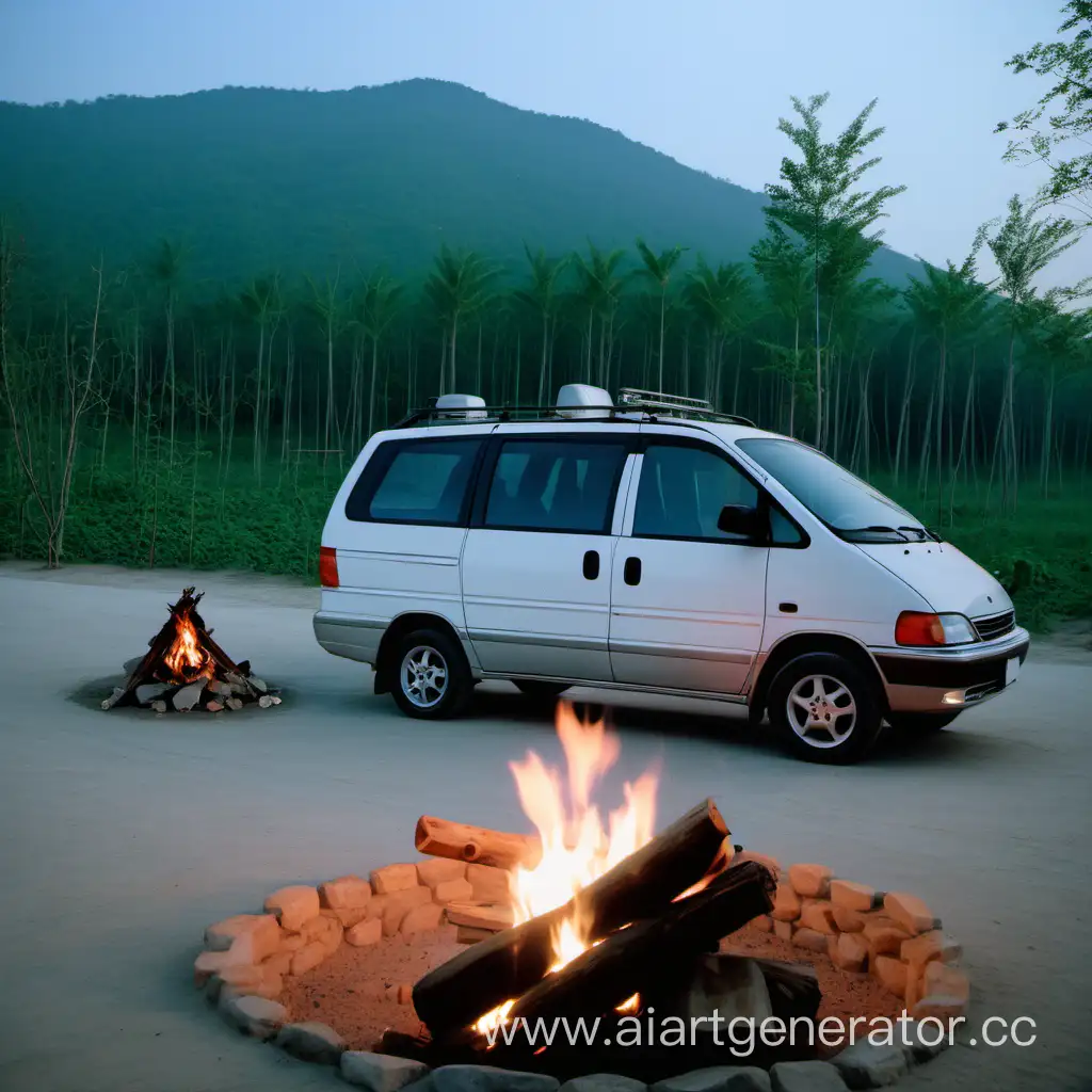 Vintage-1999-Daewoo-Style-Minivan-by-the-Campfire
