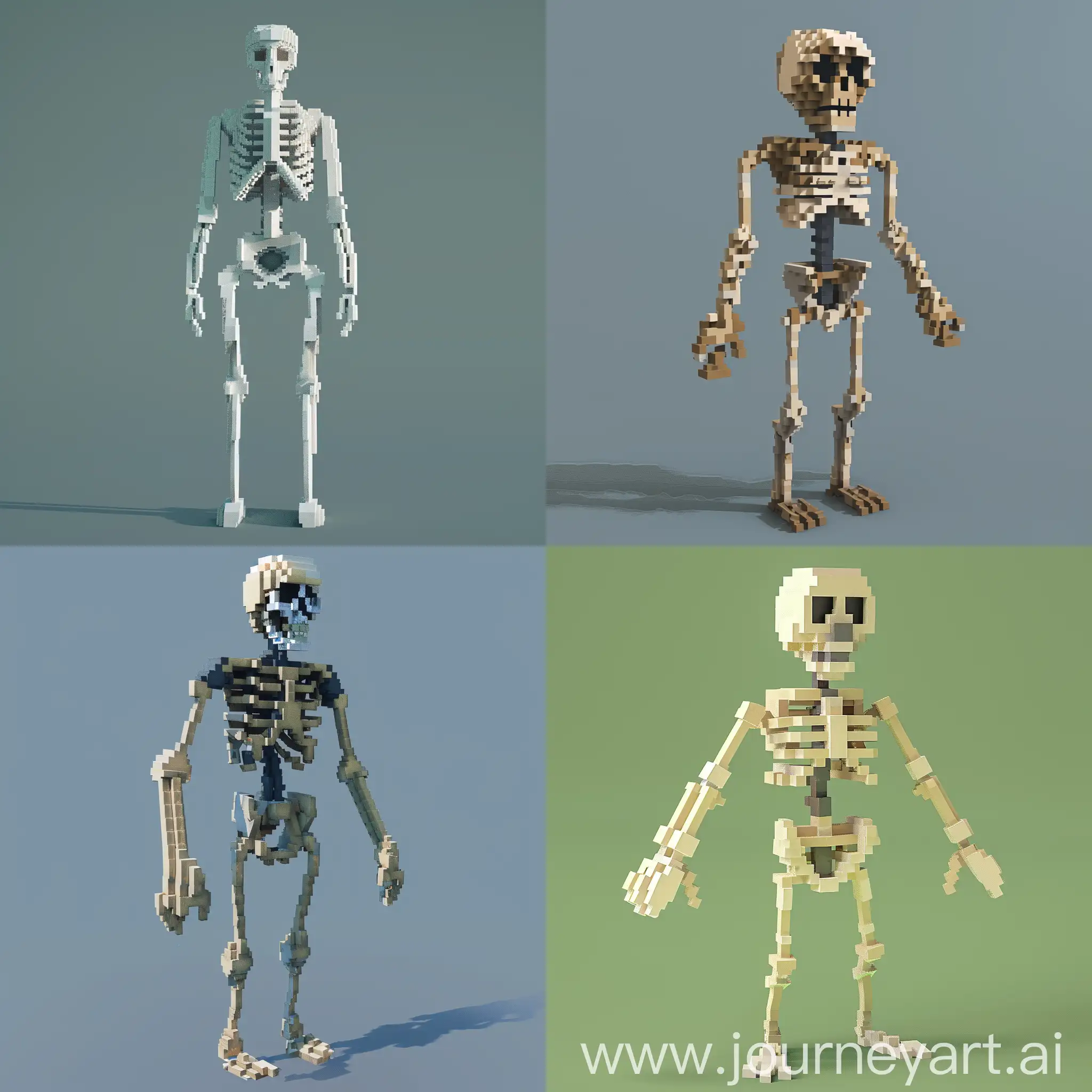 voxel art skeleton