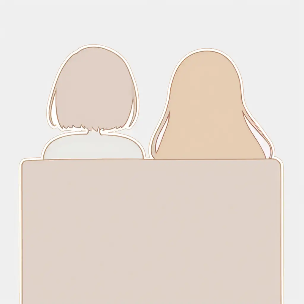 Minimalistic Coffee Date Two Girls Outlined on White Background