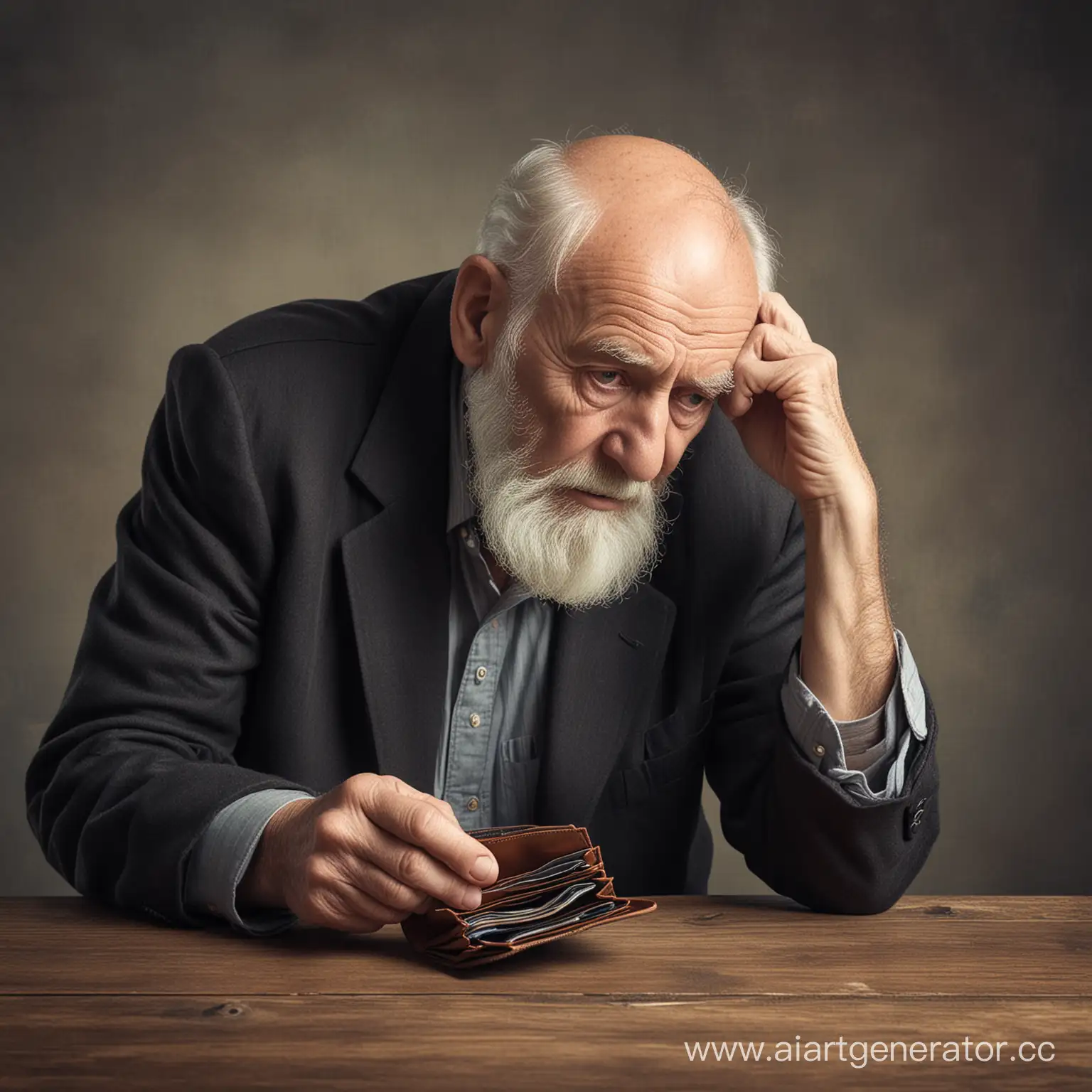 Elderly-Man-Gazing-into-Empty-Wallet-with-a-Sense-of-Loss