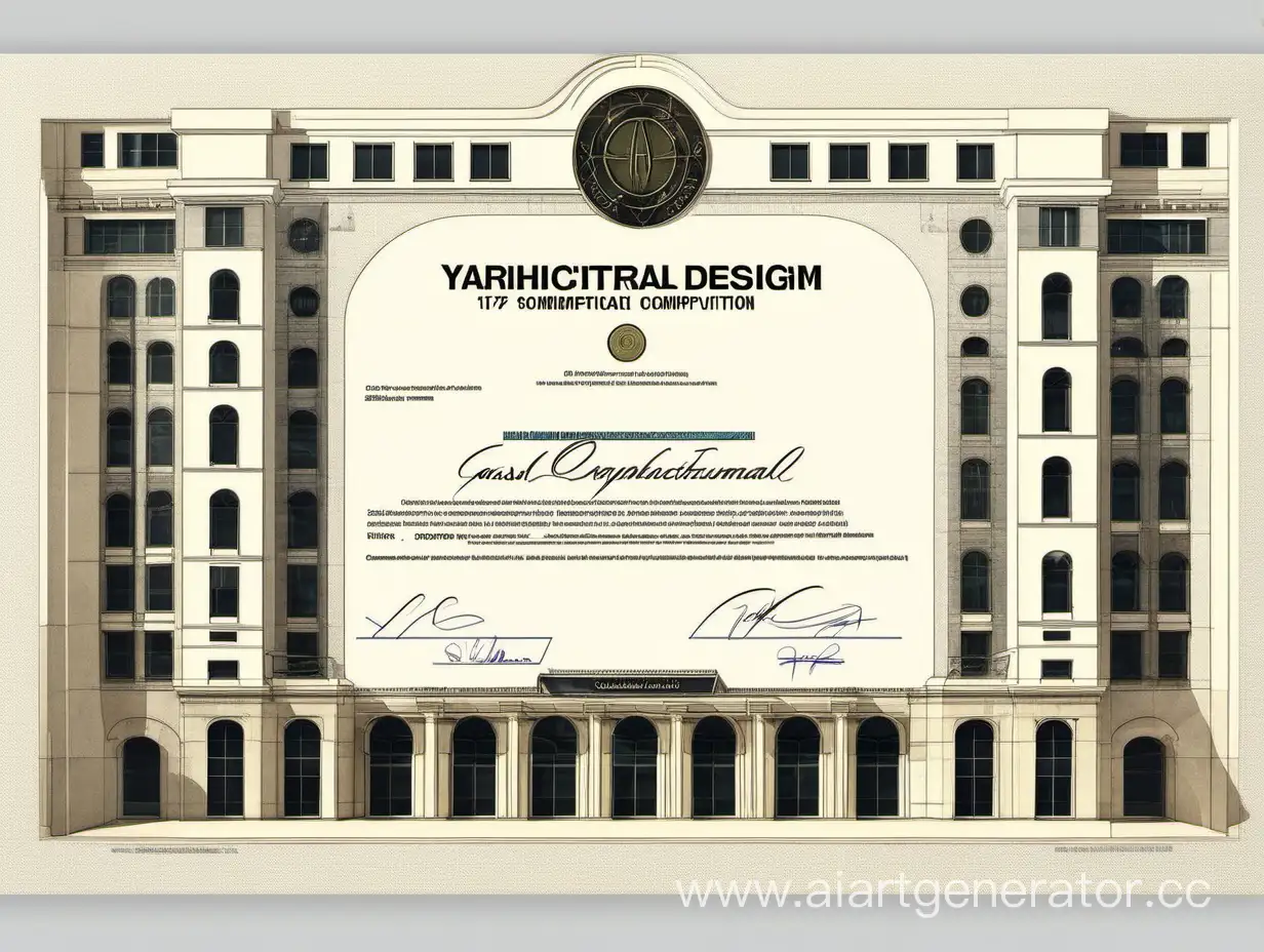 оригинальный в минималистичном стиле сертификат с денежным призом для победителя в архитектурном конкурсе по дизайну аэропорта в городе ярославль 