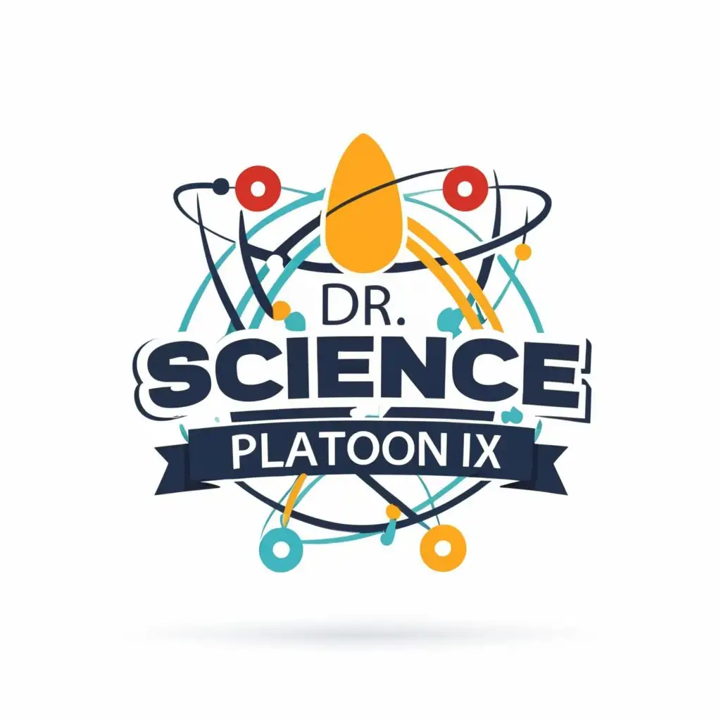 logo, Physics science, with the text "DR Science Platoon IX", typography, be used in Education industry