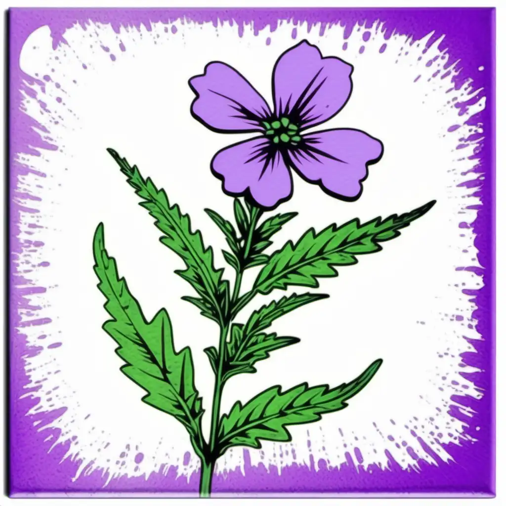 Pastel Watercolor Common Vervain Flower Clipart in Andy Warhol Style