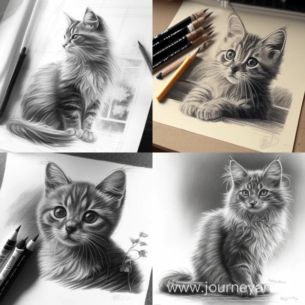Artistic-Cat-Pencil-Sketch-with-Intricate-Details