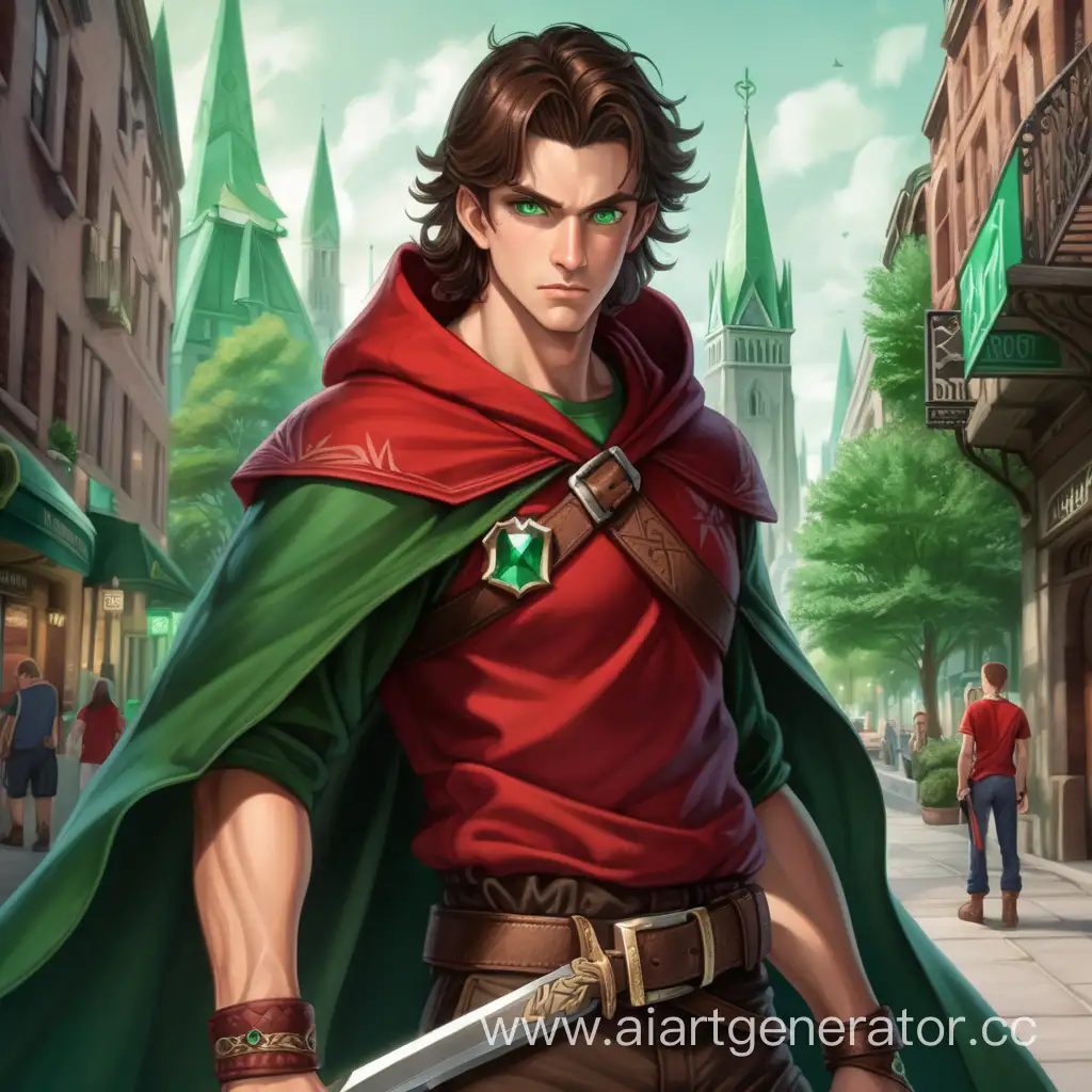 Mysterious-Emerald-Cloaked-Warrior-Stands-Amidst-Urban-Landscape