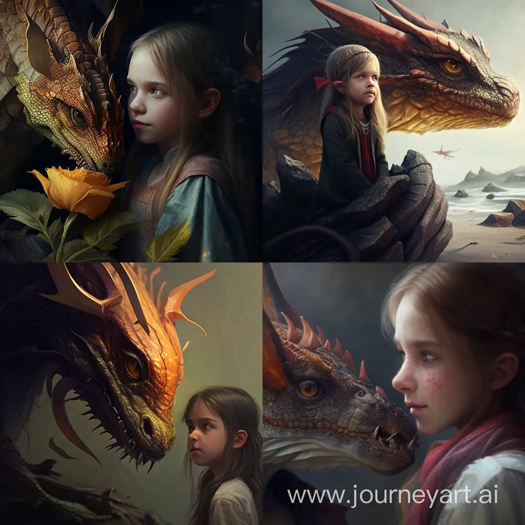 Adventurous-Girl-and-Friendly-Dragon-Digital-Art