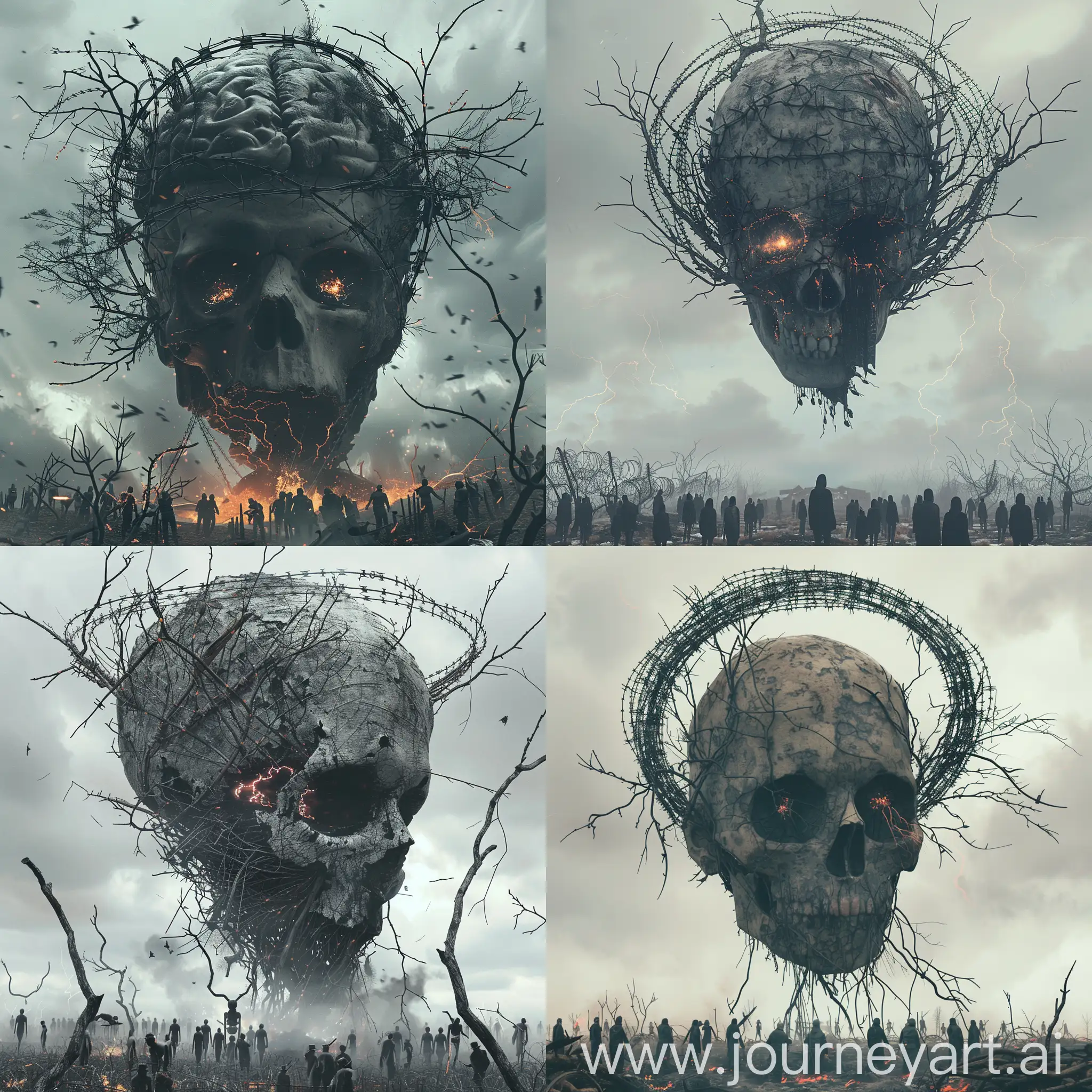 Apocalyptic-Worship-Massive-Skull-Head-in-Barbed-Wire-Halo