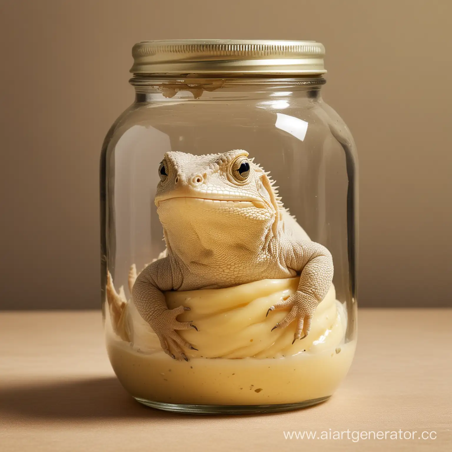 Chubby-Lizard-Surrounded-by-Creamy-Mayonnaise