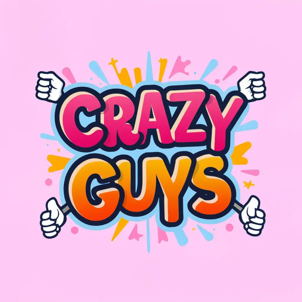 a logo design,with the text "Crazy Guys", main symbol:funny,winning moment with hands,Moderate,clear background