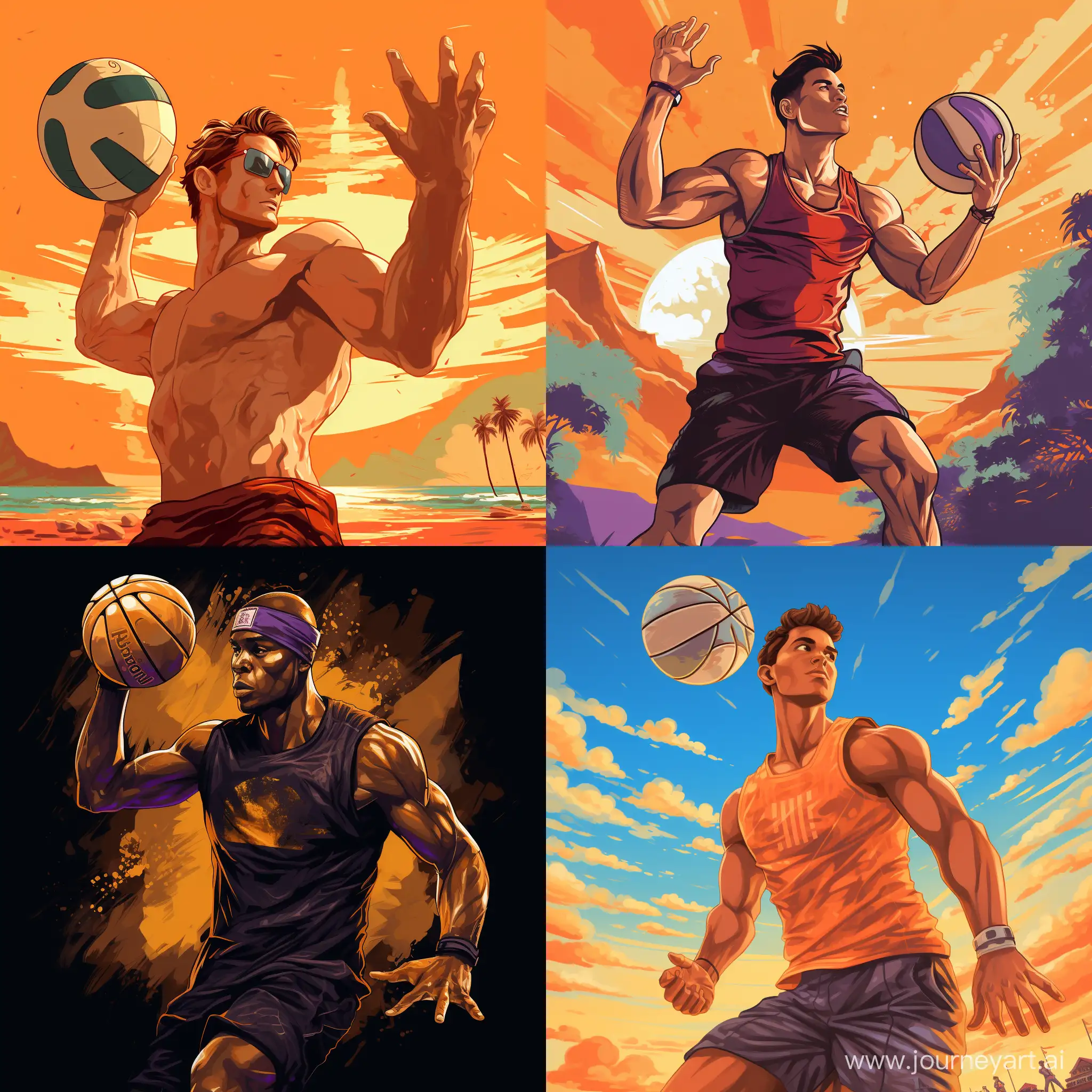 Versatile-Athlete-Basketball-Player-Engaging-in-Volleyball-Match