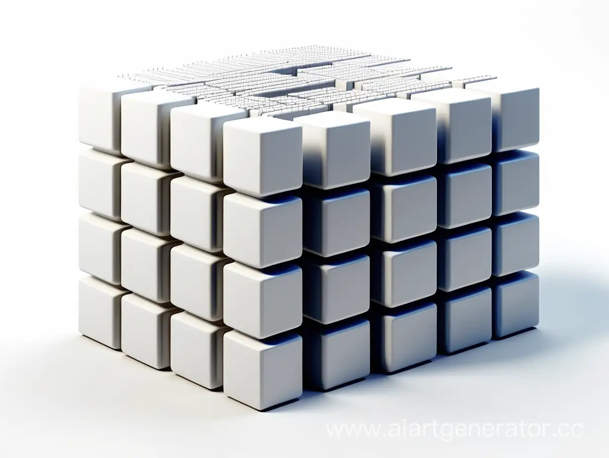 Three-dimensional array matrix on a white background