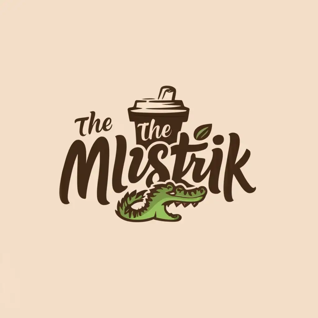a logo design,with the text "THE MISTIK", main symbol:Coffe, crocodile,Moderate,clear background