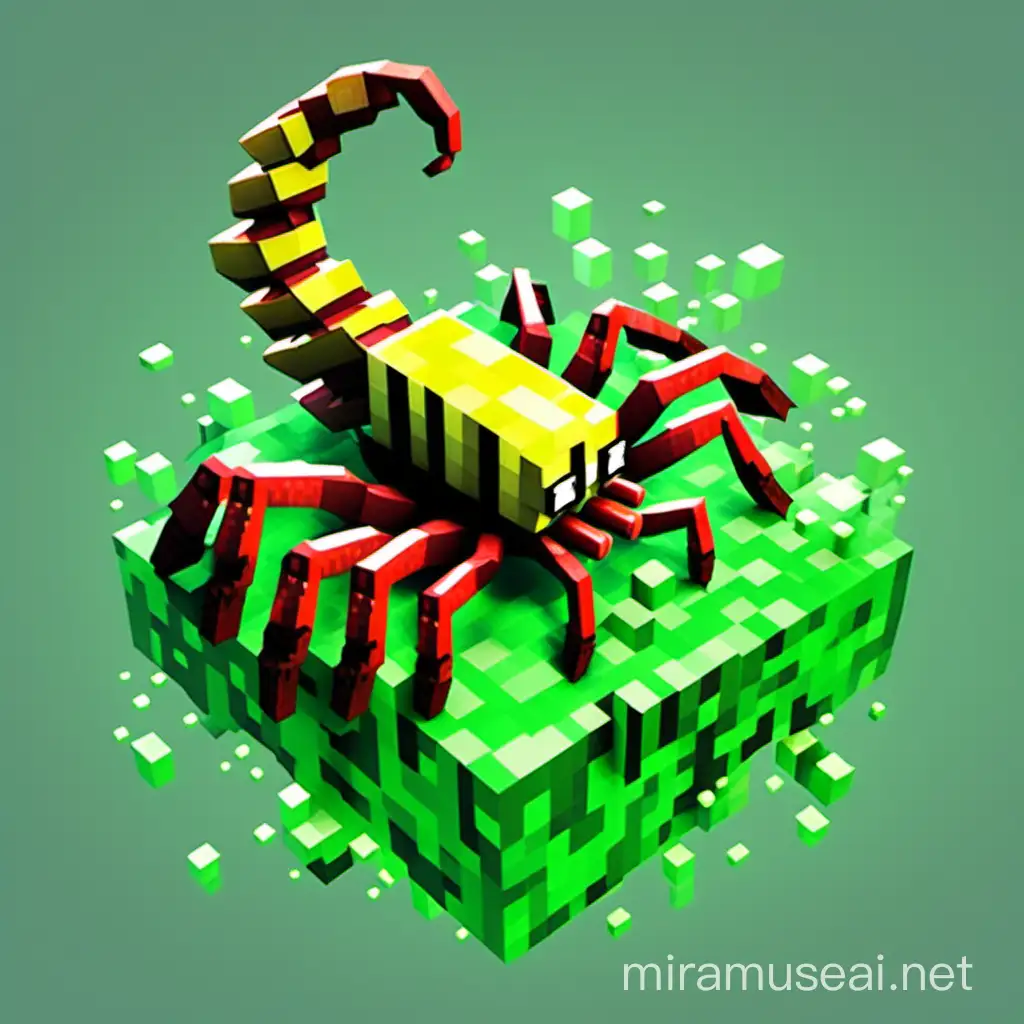 A Scorpion in Minecraft with Poison and acid flowing around it