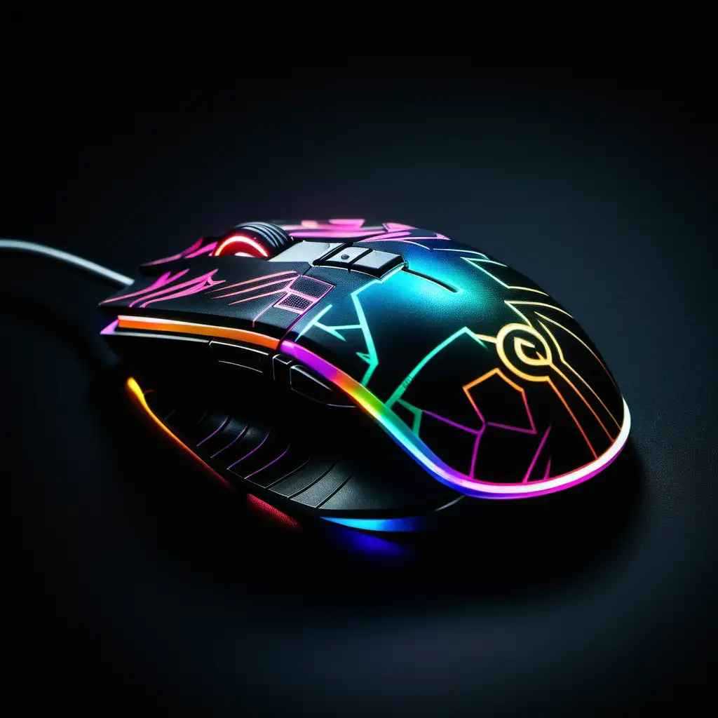 Colorful Aesthetic Gaming Mouse on Black Background