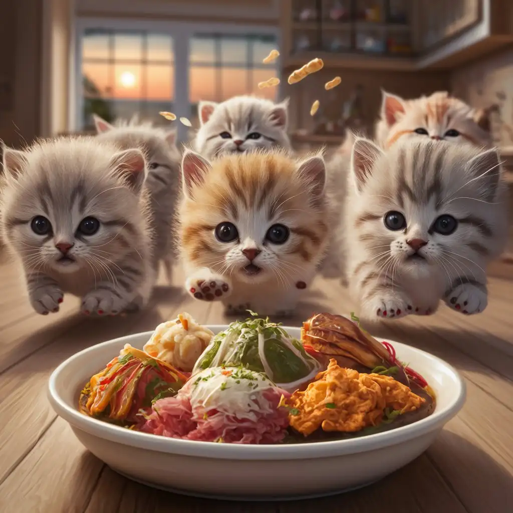 Adorable-Kittens-Playfully-Chasing-Food