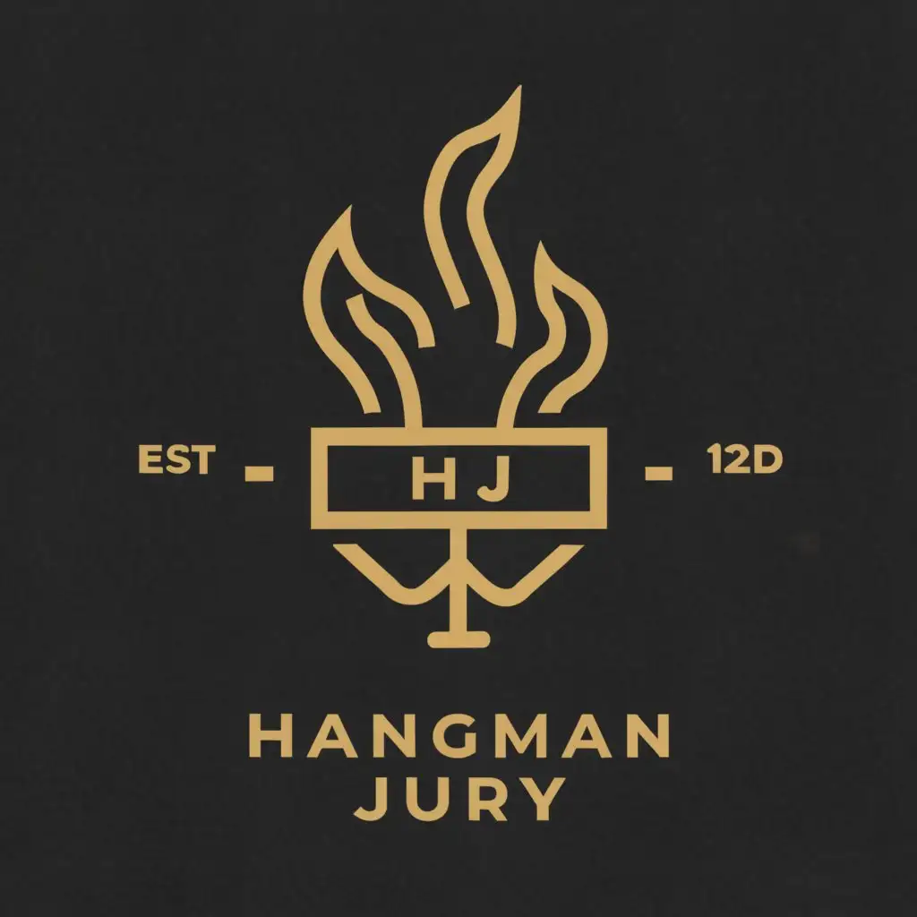a logo design,with the text "Hangman Jury", main symbol:Branding iron,Minimalistic,clear background
