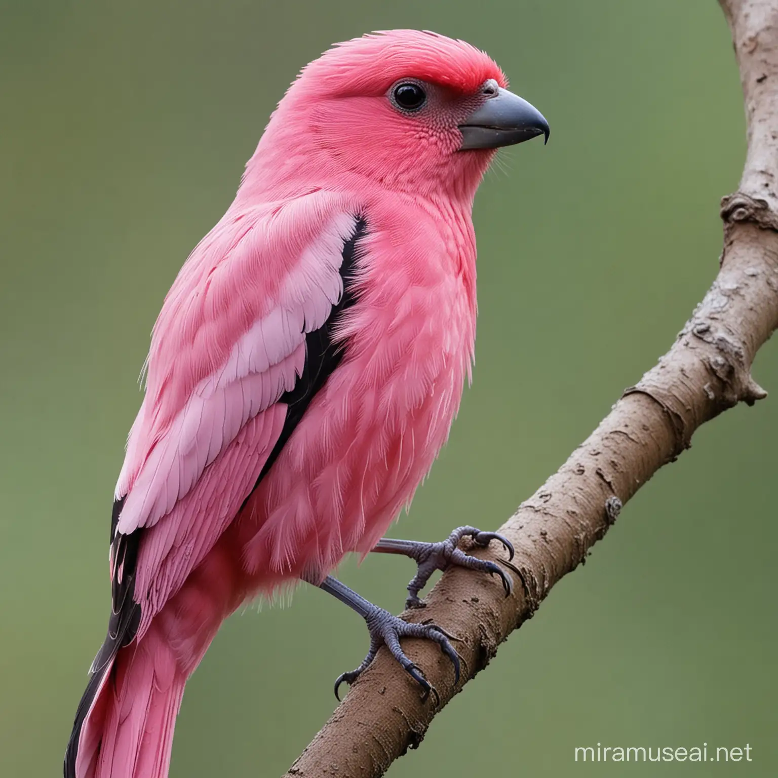 Stunning PinkFeathered Bird in a Tropical Garden