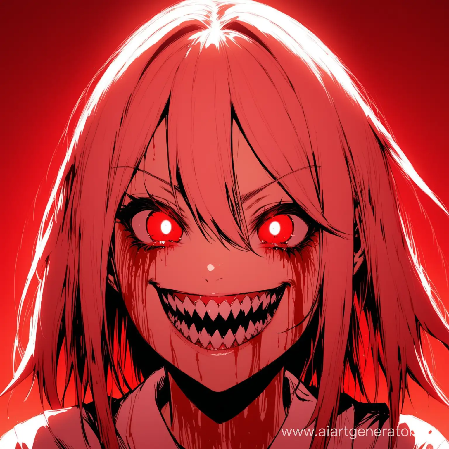 Sinister-Smiling-Girl-with-Sharp-Teeth-in-Red-Filtered-Horror-Scene