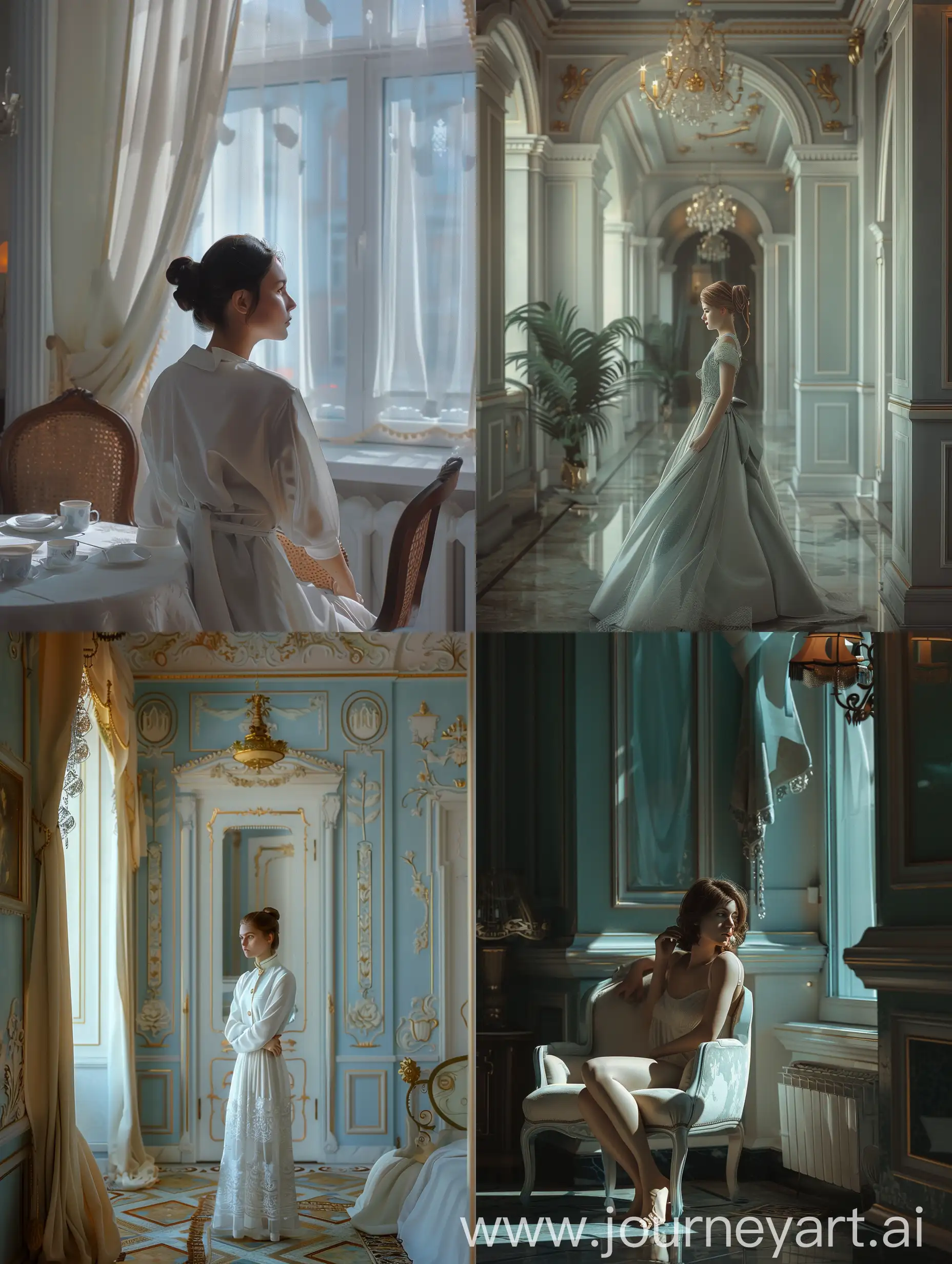 hotel guest as if she is inside russian fairytale, ultarealistic photos, 4k, cinematic