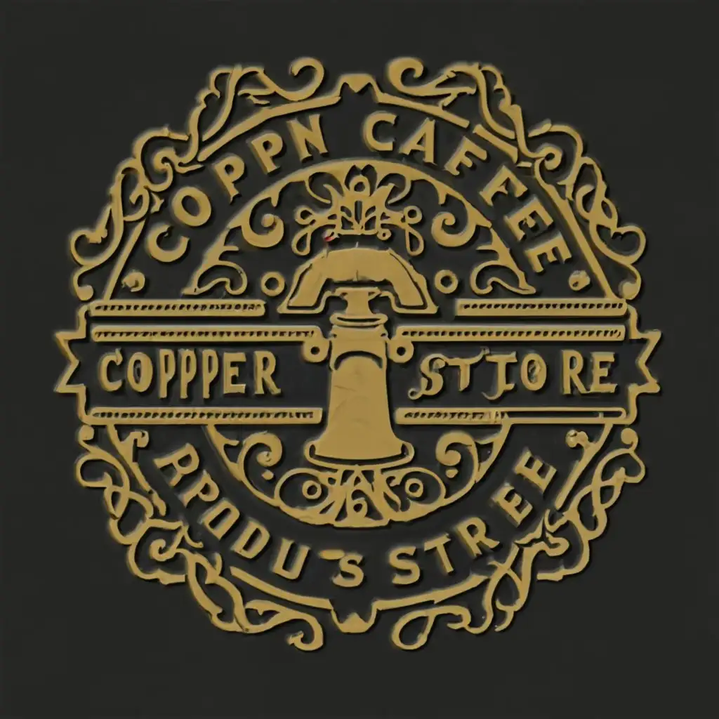 a logo design,with the text "CopperproductsStore", main symbol:handcrafted copper products, background is black and phrase is gold 



From the kitchen / bathroom faucets, shower items and sinks, to the door handle and all the bathroom / kitchen fittings, we are constantly creating an innovative collection of unforgettable design details.,complex,clear background