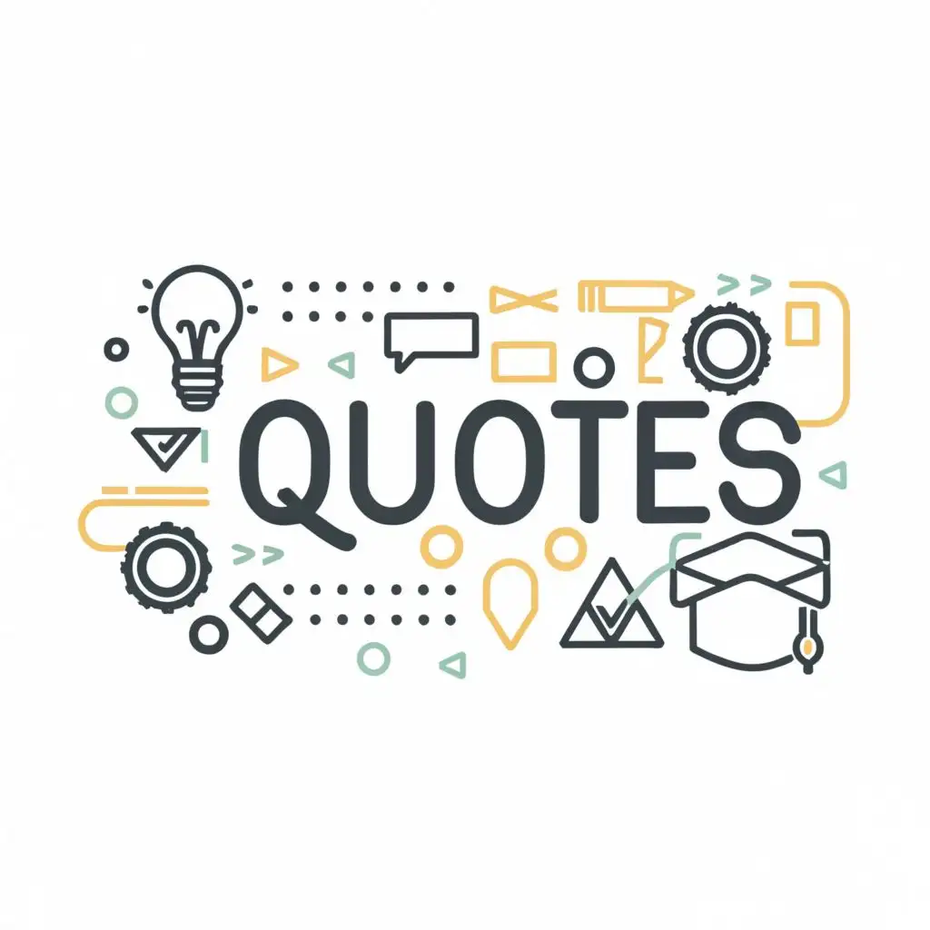 logo, Quotes, with the text """"
Quotes
"""", typography, be used in Education industry