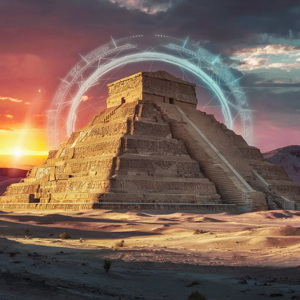 Majestic Djoser Pyramid with Intricate Hieroglyphics and Serene Desert Landscape