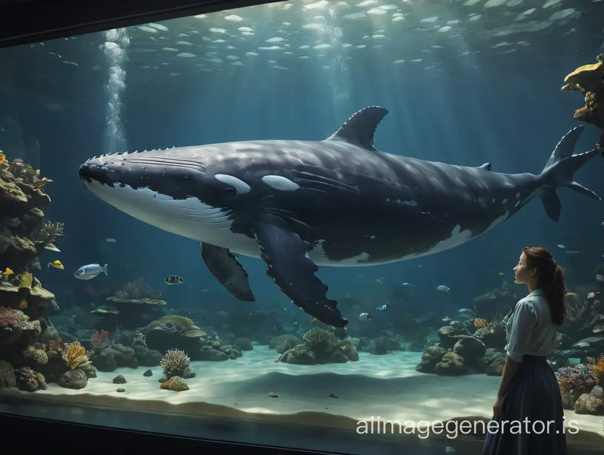 Giant-Whale-Swimming-in-Aquarium-Tank