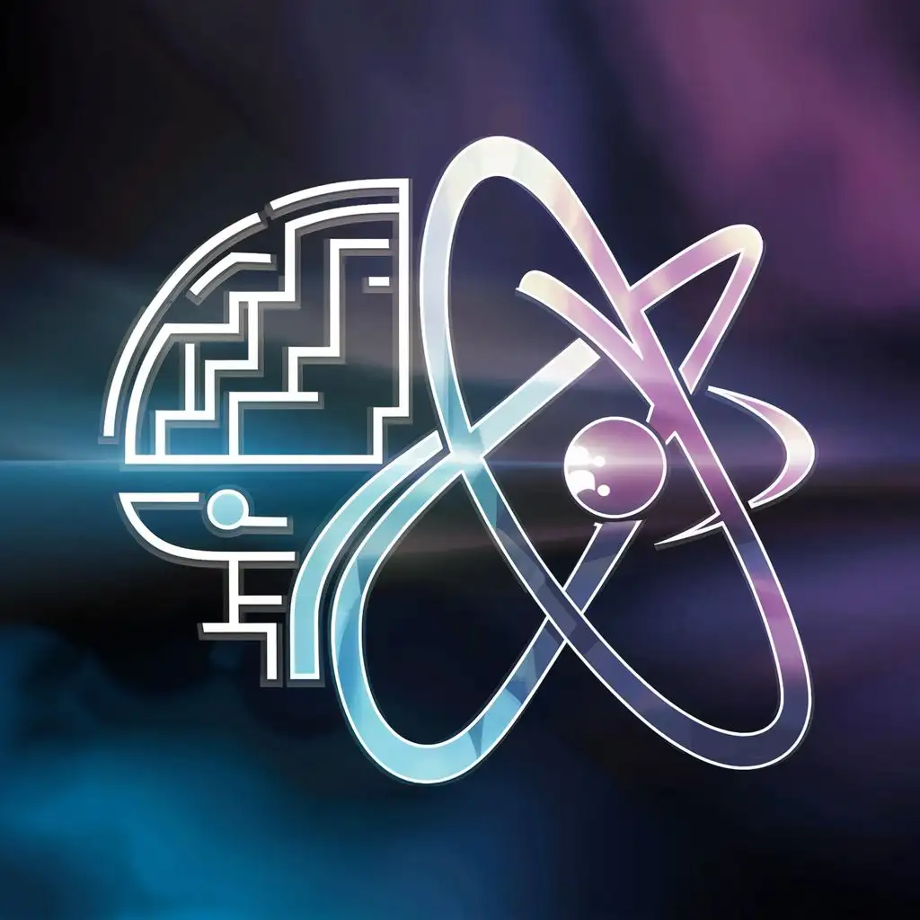Futuristic AI Nuclear Energy Icon in Deep Blue and Purple Tones