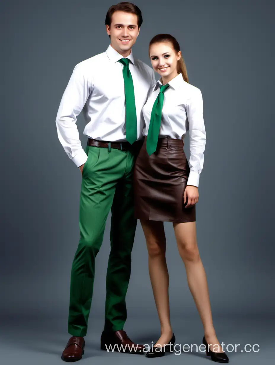 Chic-Office-Duo-Smiling-Man-and-Woman-in-Coordinated-Green-Attire