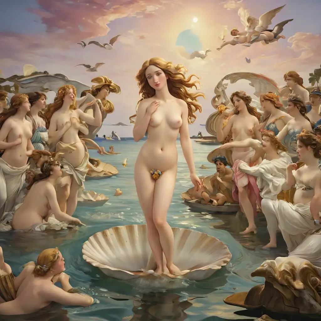 Classic Renaissance Painting The Birth of Venus Depiction