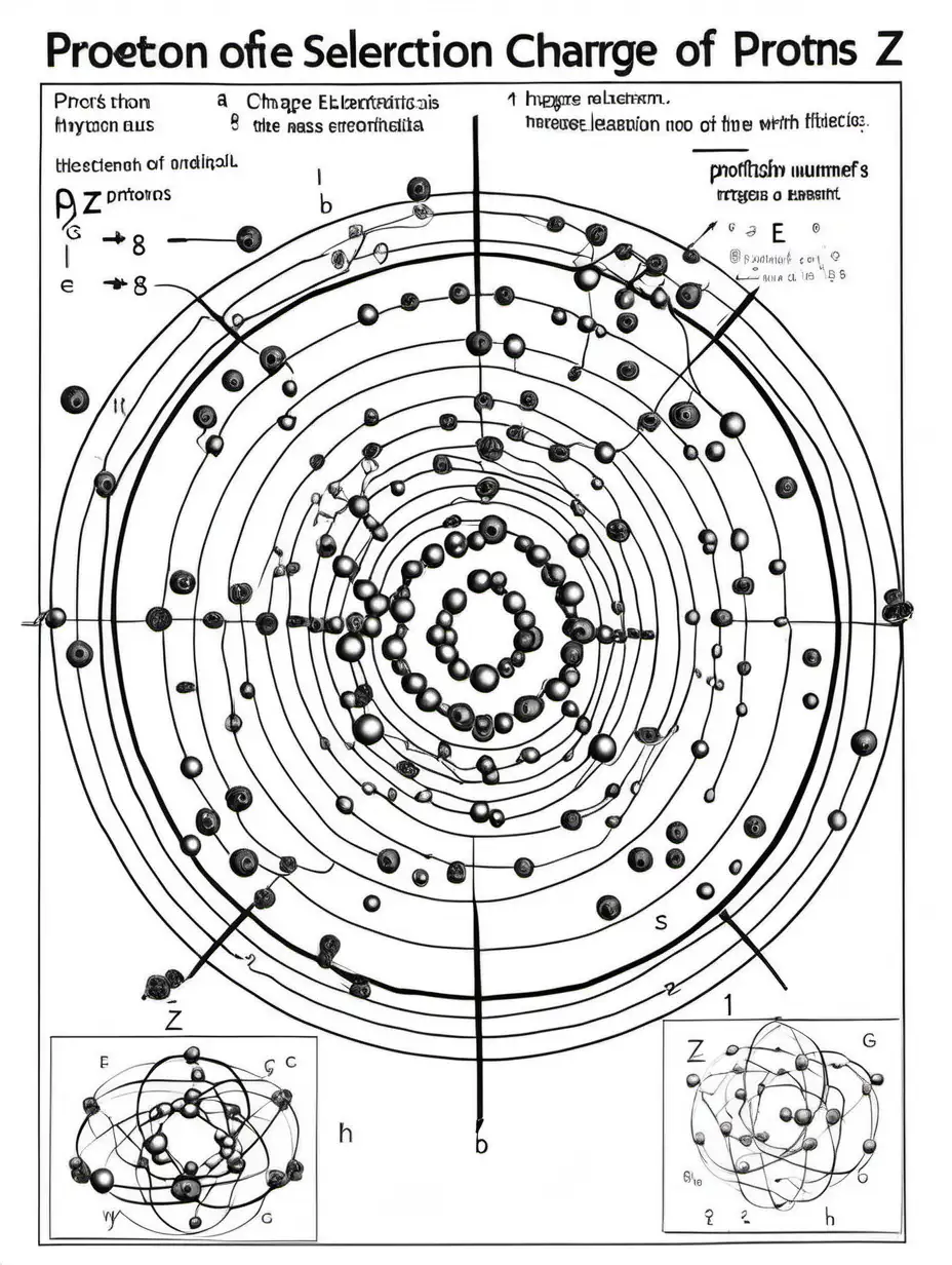 High-Quality Adult Coloring page art on the scientific topic of Protons: 

The proton is a subatomic particle with a positive electrical charge. They are found in every atomic nucleus of every element. In almost every element, protons are accompanied by neutrons. The only exception is the nucleus of the simplest element, hydrogen. Hydrogen contains only a single proton and no neutrons.
A proton is a stable subatomic particle, symbol. p. , H+, or 1H+ with a positive electric charge of +1 e (elementary charge). Its mass is slightly less than that of a neutron and 1,836 times the mass of an electron (the proton-to-electron mass ratio).
One or more protons are present in the nucleus of every atom. They provide the attractive electrostatic central force that binds the atomic electrons. The number of protons in the nucleus is the defining property of an element, and is referred to as the atomic number (represented by the symbol Z). Since each element has a unique number of protons, each element has its own unique atomic number, which determines the number of atomic electrons and consequently the chemical characteristics of the element.
