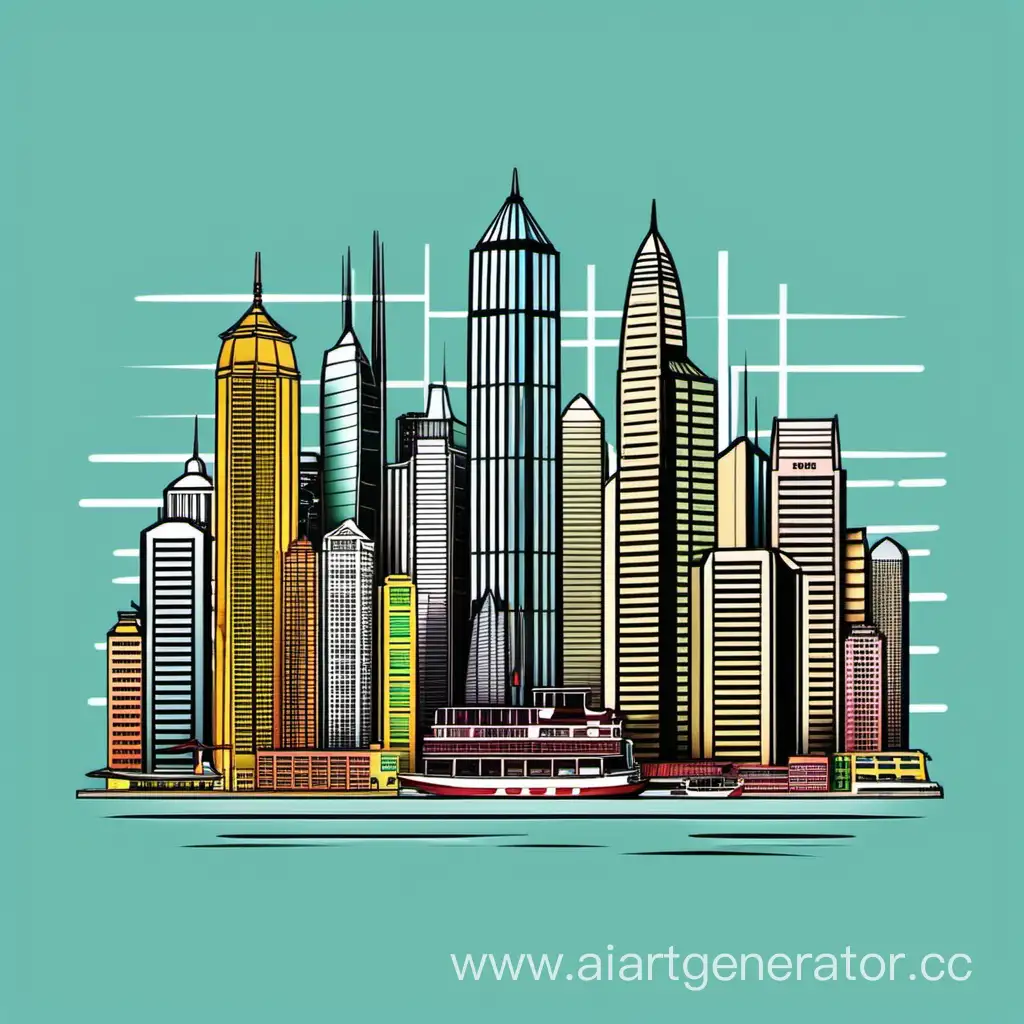 Transparent-Vector-Illustration-of-Hong-Kong-Architecture
