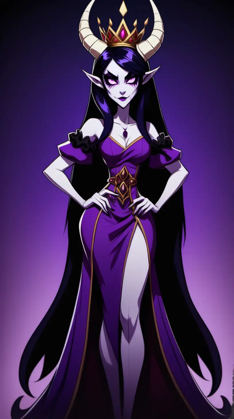 Elegant Purple Demon Woman in Renaissance Attire with Crown