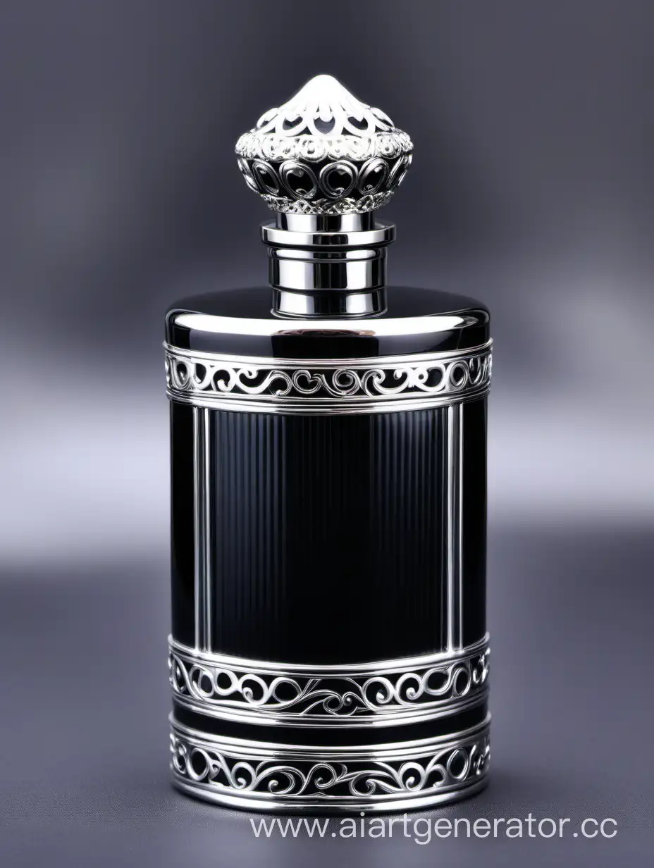 Zamac Perfume decorative ornamental  black, royal dark torquious  heavy bottle double in height  with stylish Silver lines cap and bottle