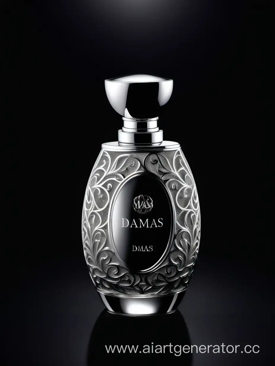 Luxurious-Silver-and-Dark-Matt-Black-Perfume-with-3D-Details