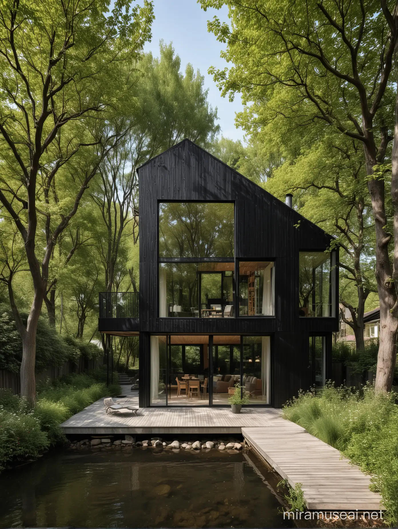 Creative Writers Wooden House with a Scenic River View