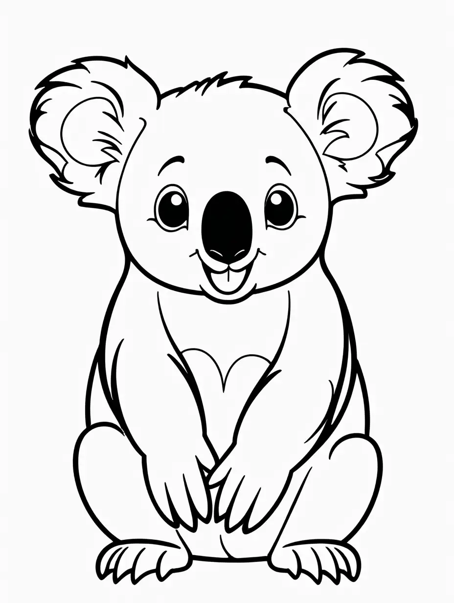 Simple Cartoon Koala Coloring Page for 3YearOlds