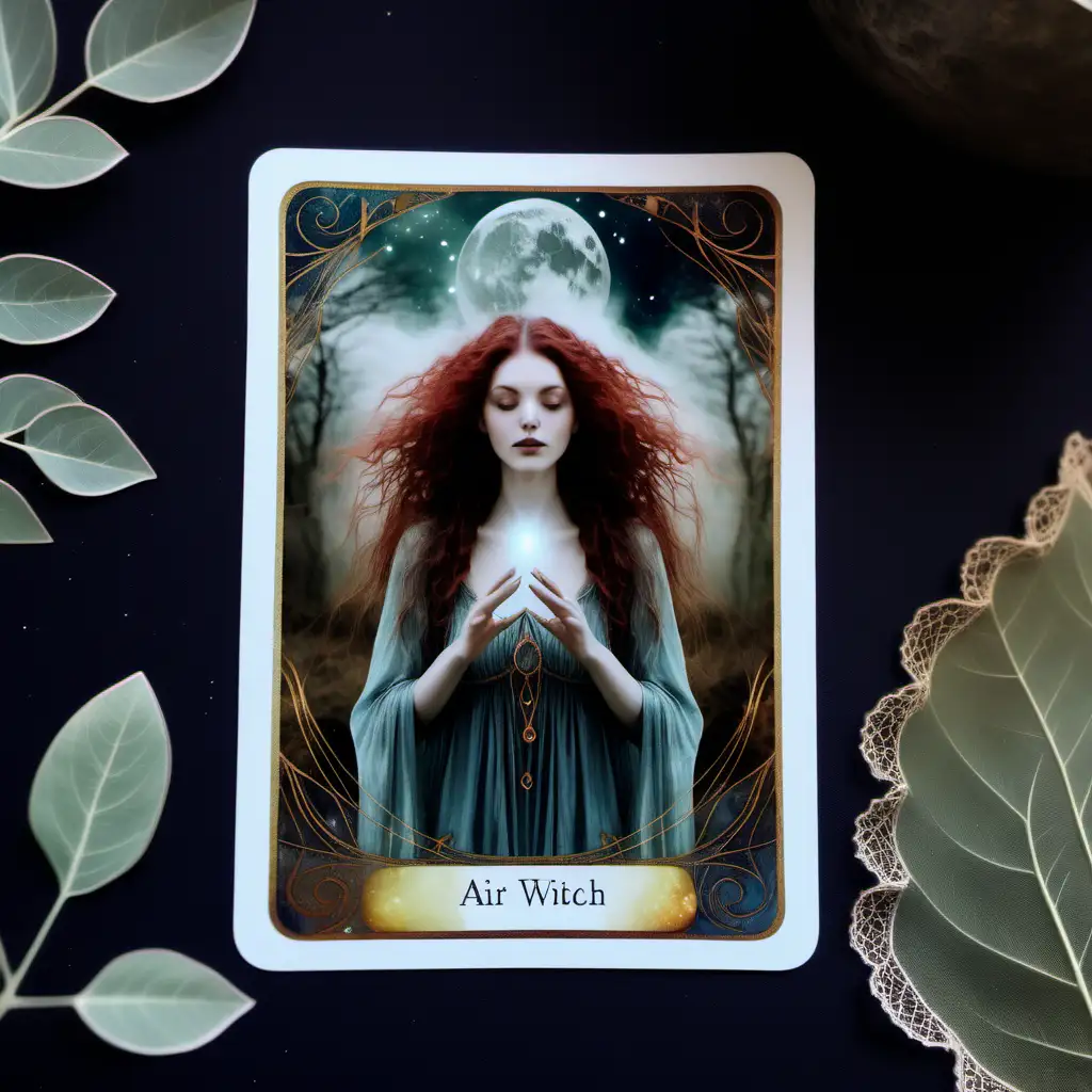 Ethereal Air Witch in Mystical Realism Earthy Oracle Card