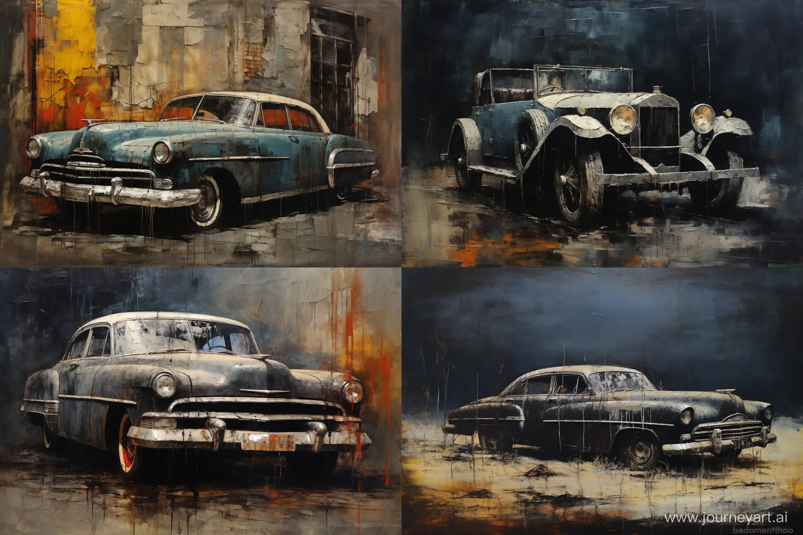 Guy Denning's painting depicting old vintage car from 1920s, no signature --v 5.2 --ar 3:2