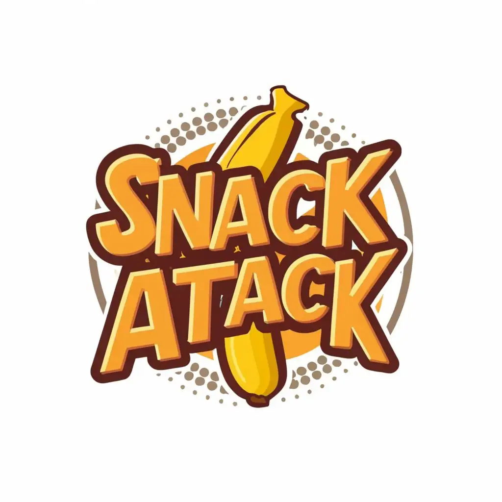 LOGO-Design-For-Snack-Attack-Playful-Banana-Illustration-with-Vibrant-Typography-for-Restaurant-Industry