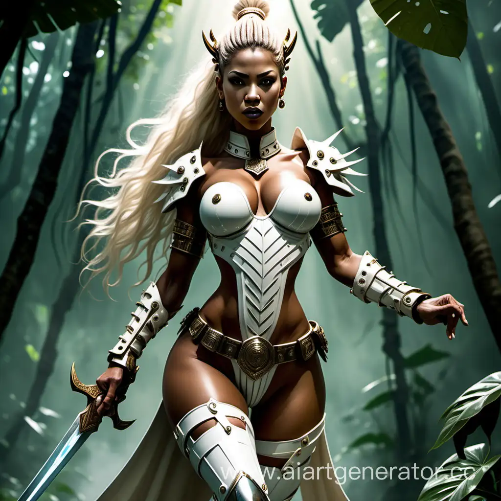 Powerful-Amazon-Warrior-in-Latex-Armor-Wielding-Glowing-Jade-Swords