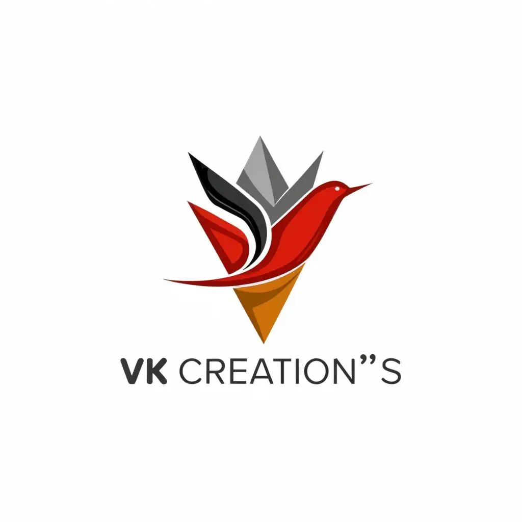 logo, VK, triangle, bird, with the text "VK CREATIONS", typography, be used in Retail industry