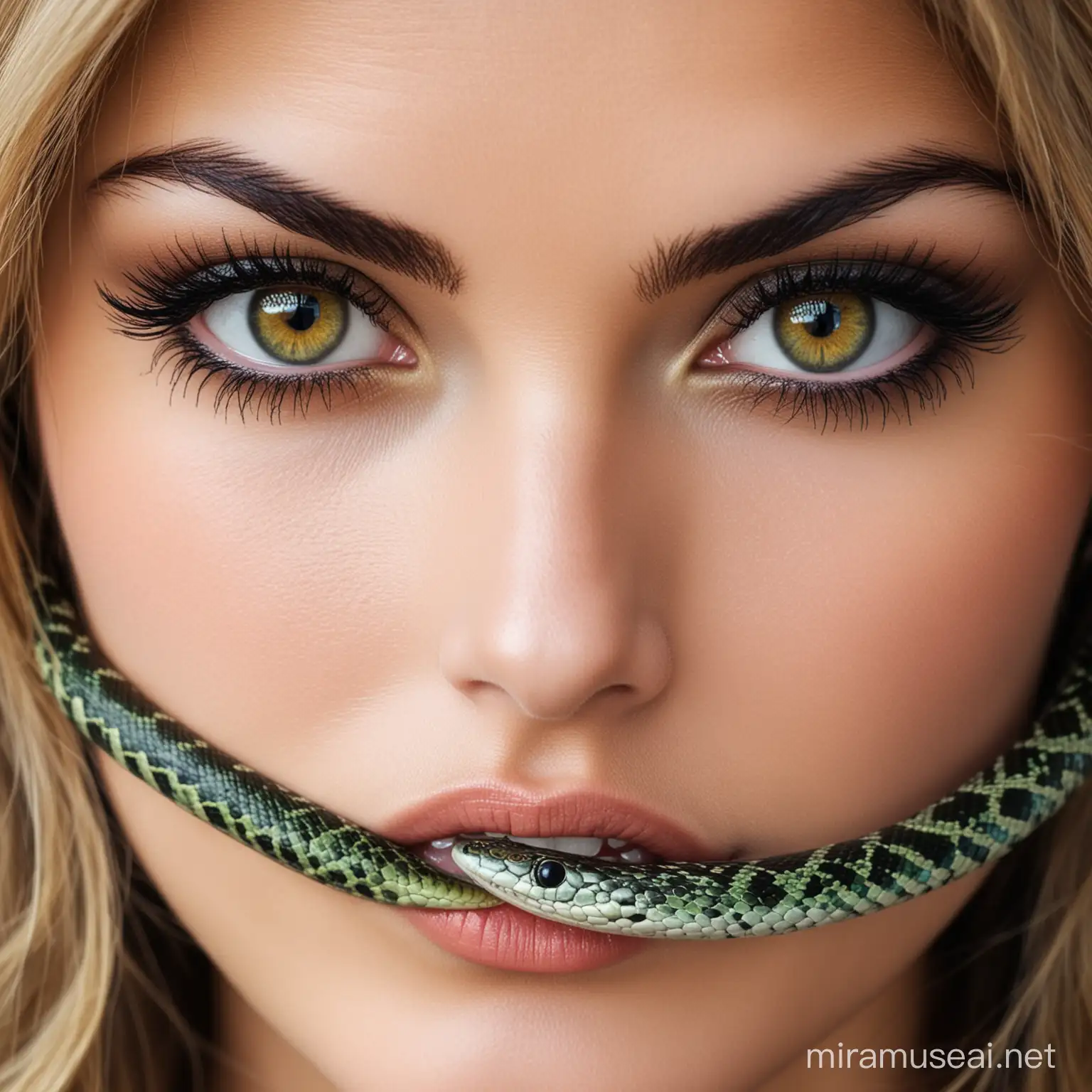 beautiful woman with snake eyes

