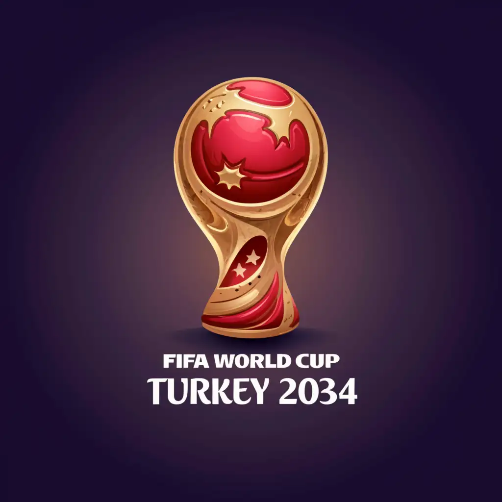 a logo design,with the text "Fifa world cup turkey 2034", main symbol:World cup trophy,Moderate,clear background