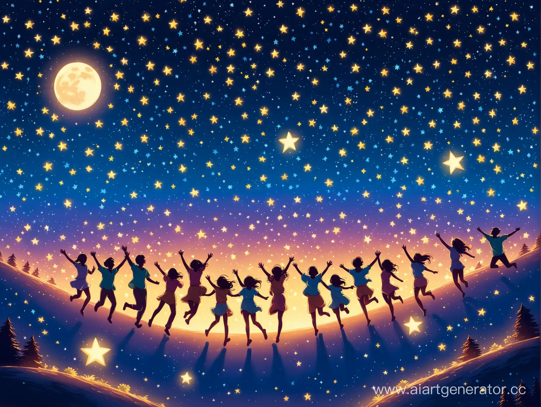 Joyful-Night-Under-Starlit-Sky-Group-Enjoying-Carefree-Moments