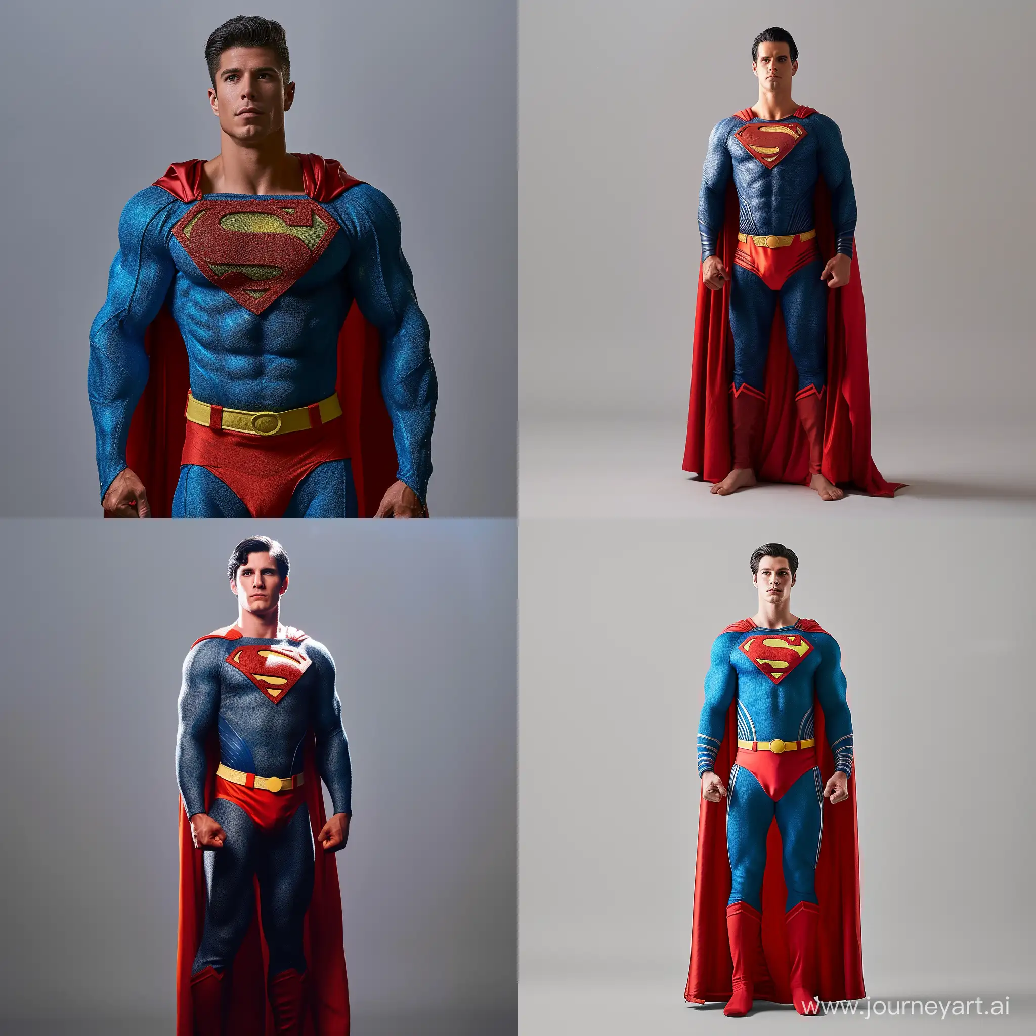 穿超人服装的男模特正面真人全身照片