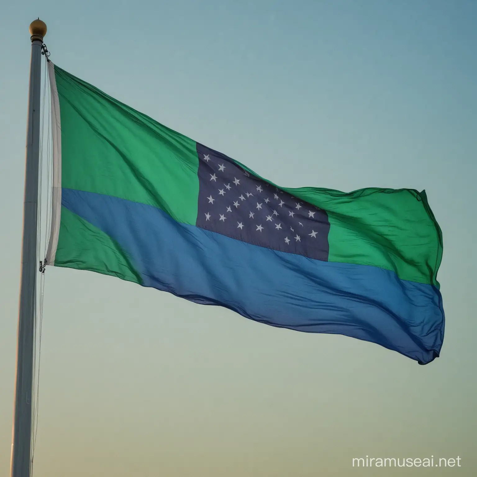 Vibrant Flag with Green and Blue Colors